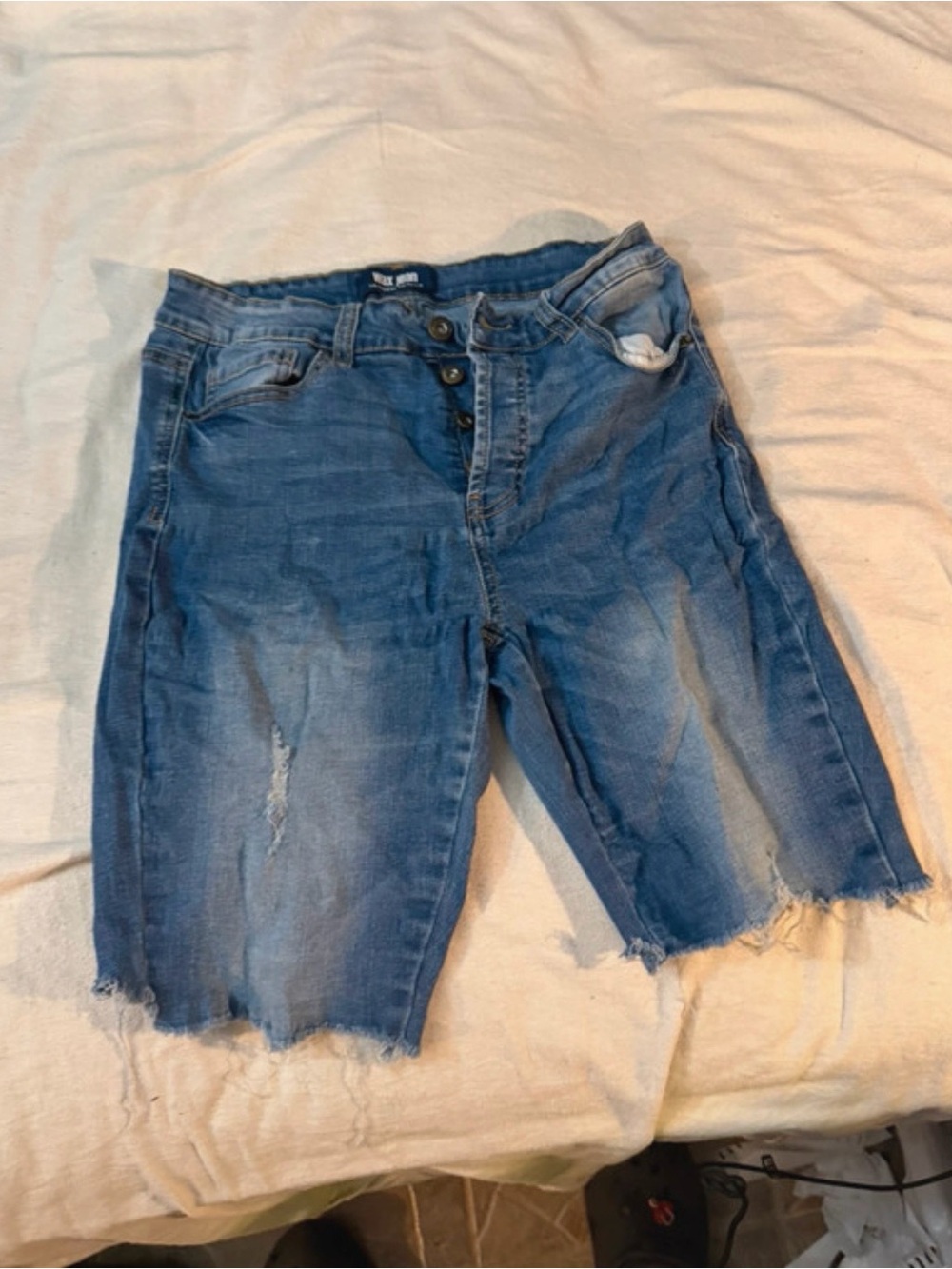 Wax Jean Women’s Boyfriend Distressed Denim Shorts - Blue